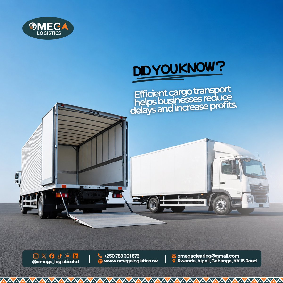Omega_Logistics's tweet photo. Efficient cargo transport helps businesses save time, reduce delays, and improve operations.

#OmegaLogistics #LogisticsSolutions #CargoTransport #freightservices https://t.co/EjHhLvaJIj