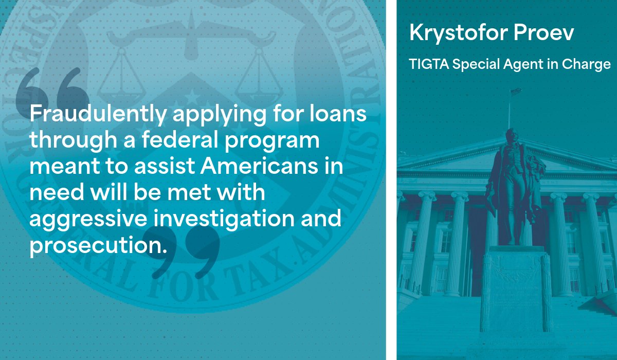 TIGTA's tweet photo. Georgia Man Sentenced To 37 Months After Pleading Guilty To Defrauding COVID-19 Era Economic Programs

Read the press release from the U.S. Attorney's Office, District of Colorado:

https://t.co/pWBv2YY0jM https://t.co/8wsMvKCGOH