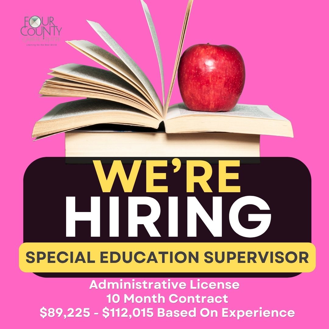 FourCountyNews's tweet photo. Now Hiring: Special Education Supervisor

Apply today:
https://t.co/SGKMdiFPCE https://t.co/OsnwUXGBmp