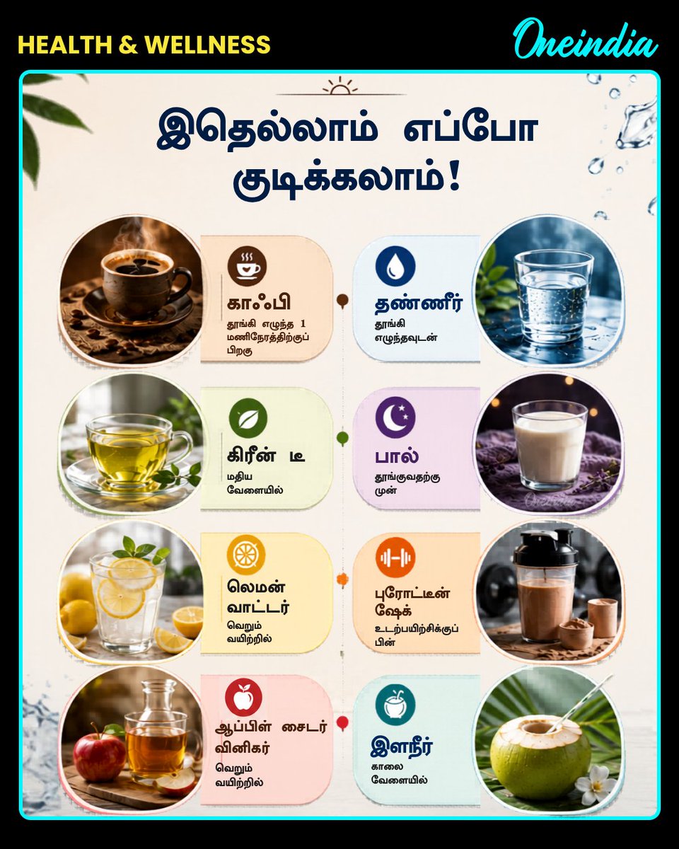 thatsTamil's tweet photo. இதெல்லாம் எப்போ குடிக்கலாம்! வாங்க தெரிஞ்சிக்கலாம்!

#HealthandWellness #HealthTips #OneindiaAI #OneindiaTamil https://t.co/CST5hz7w9Z