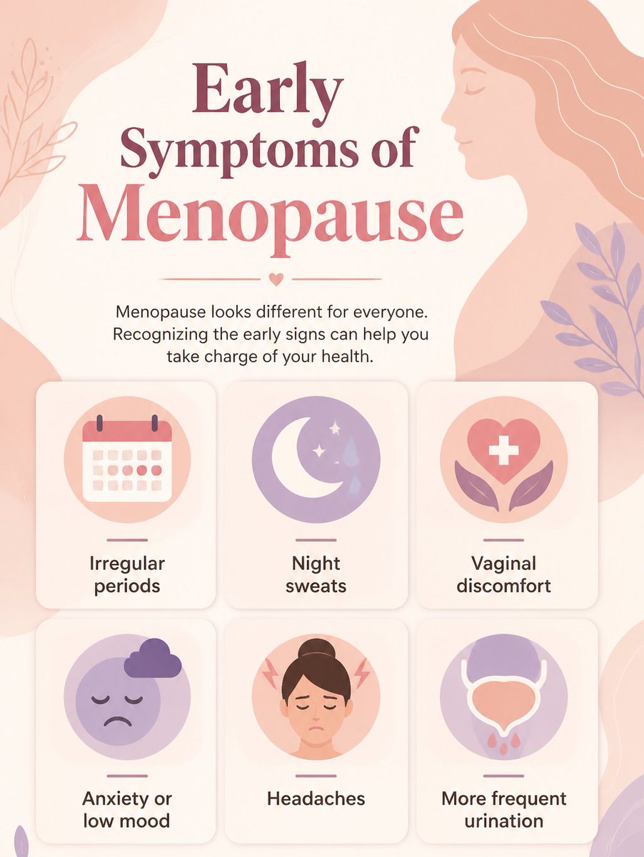 saddison94's tweet photo. Irregular periods, night sweats, mood shifts — your body may be entering perimenopause. Know the early signs. Take charge early. 💜  Read our full menopause guide 👉 link in comment https://t.co/ulrepMuHzN