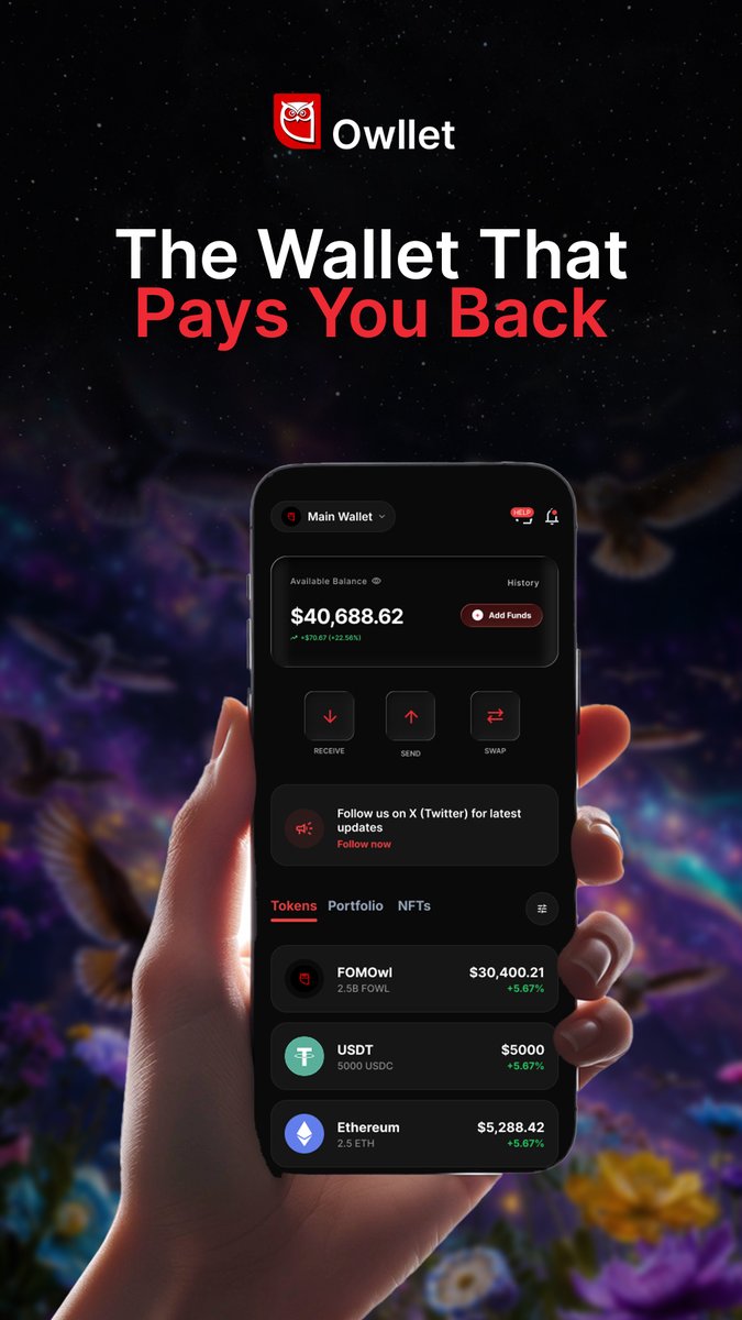 Owlletapp's tweet photo. Your wallet shouldn’t just store money… it should reward you for using it. 🦉📷Welcome to Owllet. The Wallet That Pays You Back. https://t.co/vAJz5BBCBH