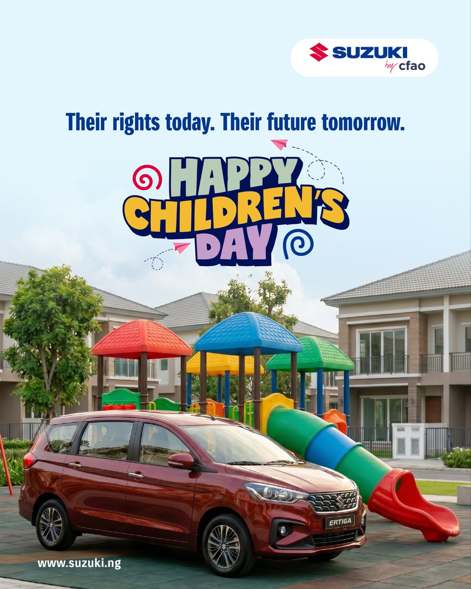 suzukibycfaong's tweet photo. Every child deserves the freedom to dream, learn, grow, and look ahead with confidence.
Today, Suzuki by CFAO Mobility Nigeria celebrates the future being shaped through children everywhere.
Happy Childrenโs Day. ๐
#ChildrensDay #SuzukiByCFAO #SuzukiErtiga #Futurestartstoday https://t.co/Ar5bhxcXWv
