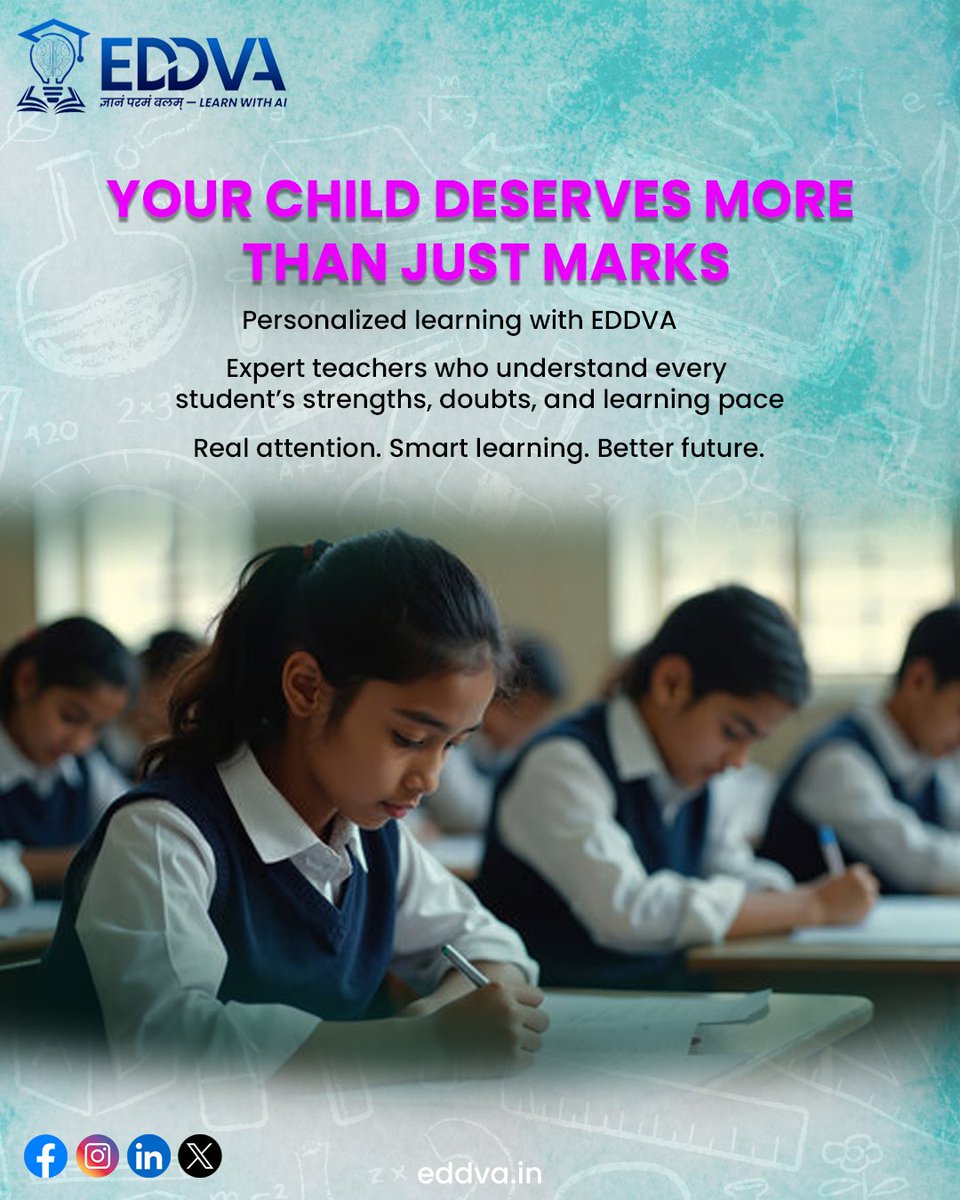 eddv_a's tweet photo. Your child/student deserves more than just marks.

With EDDVA’s smart AI-powered learning and expert guidance, we help students build a brighter future every day. 
Explore the future of digital education with @eddv_a
Visit: https://t.co/GtlpghqRkC https://t.co/rXjRX9hcna