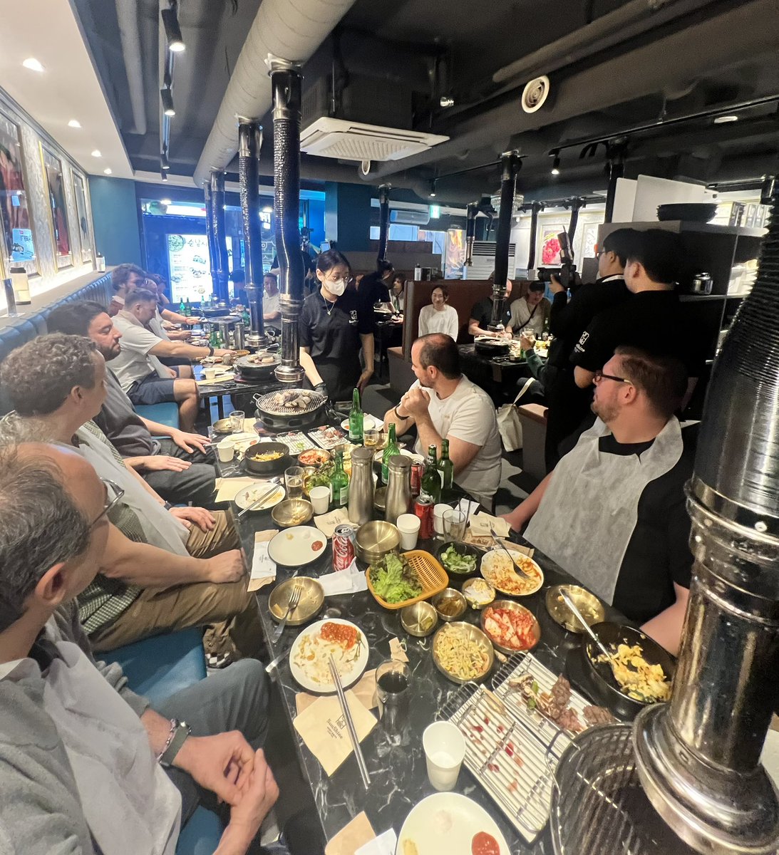 typhooncon's tweet photo. 🥂 Kicking off TyphoonCon conference the proper way!
All of the crew and VIPs are here to celebrate with Korean BBQ, beers &amp; soju

🌪️ So eat, drink, connect with your peers, have a great time and get ready for tomorrow as TyphoonCon conference begins! https://t.co/TEuHqqTHNc