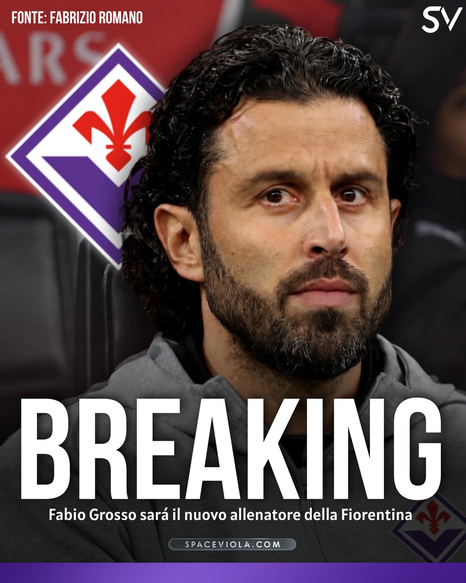 SpaceViola_Com's tweet photo. ULTIM'ORA | Secondo quanto riportato da @FabrizioRomano Fabio Grosso sarà il nuovo allenatore della #Fiorentina.

Che ne pensate? Vi piace?
#SpaceViola https://t.co/MI9Ebyq3md