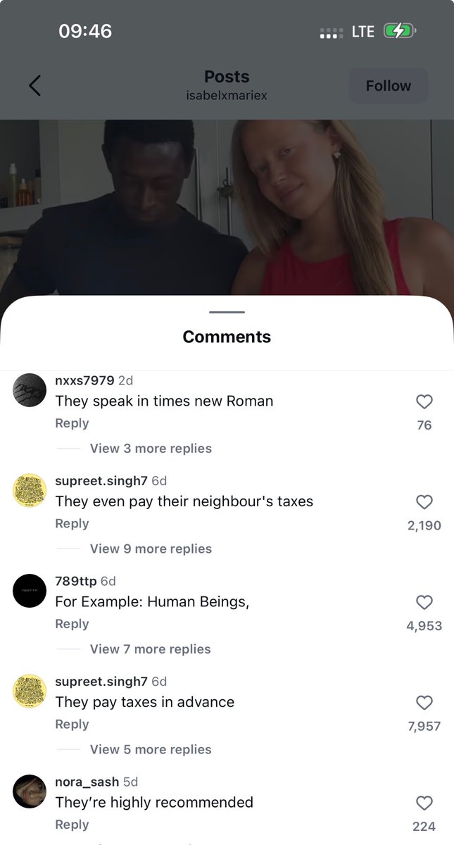 Msmenalicious's tweet photo. Who else has seen this couple on IG.. Their comments section will have you in stitches😂😂😂😂

Someone said they speak in “Times new Roman”.

Another said “other couples call them autocorrect” 😂😂😂

One said “she has to have her bath before commenting on their post” https://t.co/9PnrCnrAAx