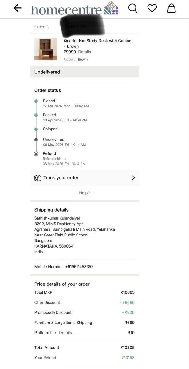 sa2kumar's tweet photo. Dear @HomeCentreIndia a 60%+ jump in MRP in just 10 days for the exact same product? That’s not dynamic pricing; that’s just being predatory. #ConsumerAwareness #PriceManipulation #ShoppingAlert #RetailTricks https://t.co/mAewHImYda