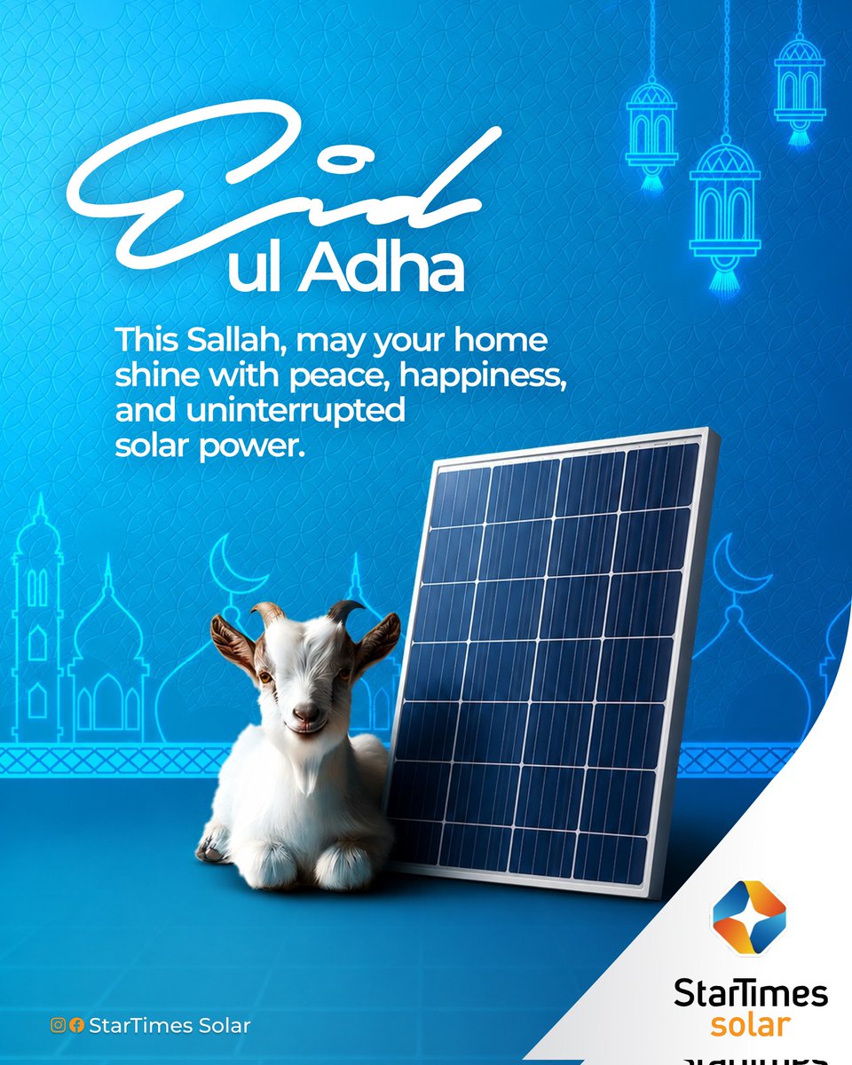 StarTimesSolar's tweet photo. Eid Mubarak 

From all of us at Startimes Solar🧡

#EidBlessings
#Eidmubarak https://t.co/TcHZH9d5hj