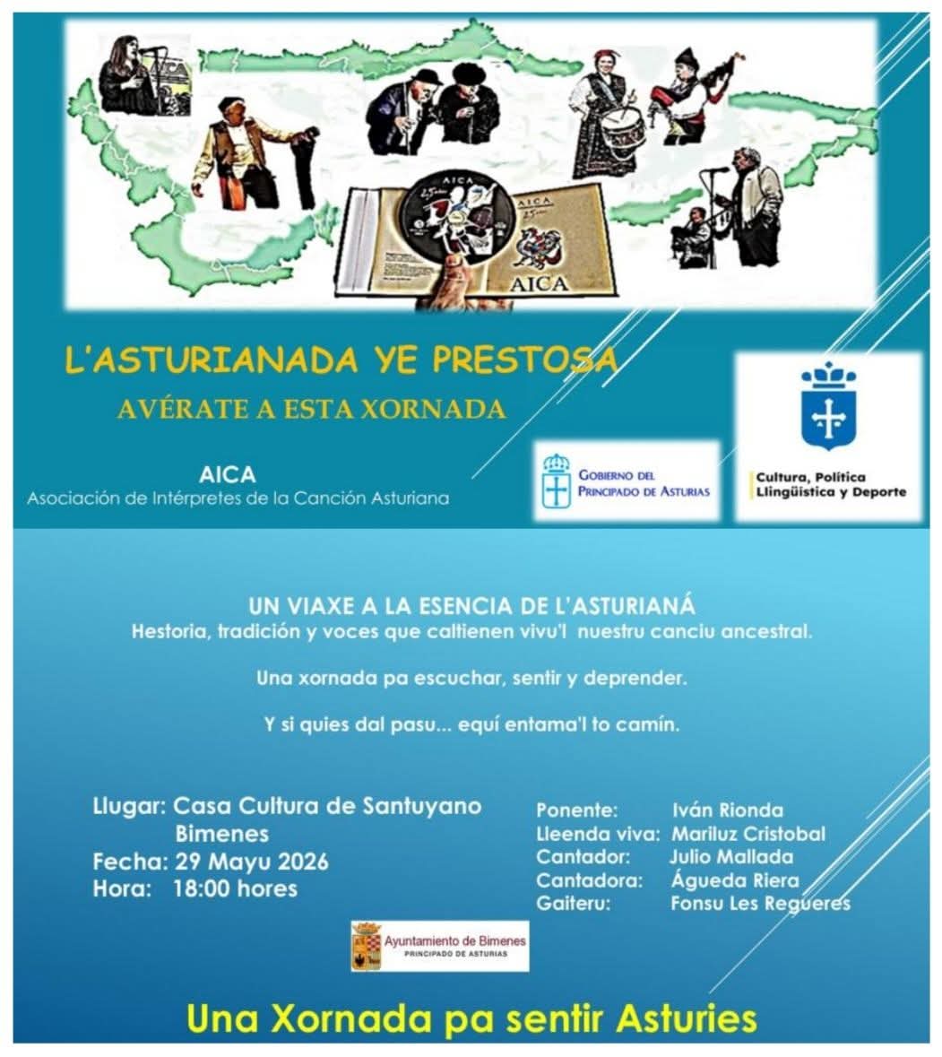 Ayto_Bimenes's tweet photo. 🎙🎵🎶Esti vienres a les 18 hores, na casa la cultura, vamos tener una xornada bien prestosa de mano de l'asociación d'interpretes de la canción asturiana. 

🩵💛Una xornada pa sintir #Asturies https://t.co/v3EG1IsfAA