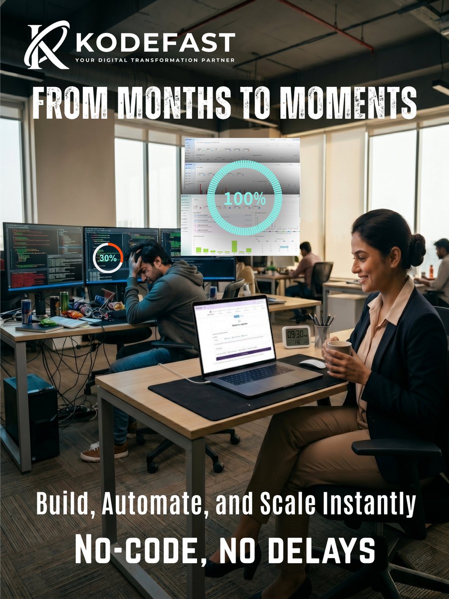 kodefast's tweet photo. Some teams are still waiting for approvals, updates, and “final-final” versions!
Meanwhile, smarter #automation is already shipping faster, scaling quicker, and turning months of work into moments
#Nocoding, less waiting and more building with #KodeFast and smarter #workflows! https://t.co/6ShNaRxShP