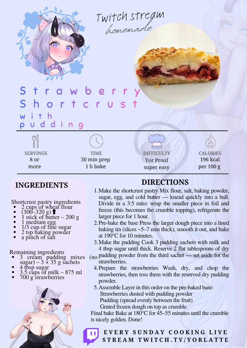 YorLatte's tweet photo. 🍓 It's a strawberry season in Poland right now! 🍓

Grab this quick and yummy cake recipe from my stream Cooking on Sunday ^^

#cookingwithYor https://t.co/9o2CqqIxlA
