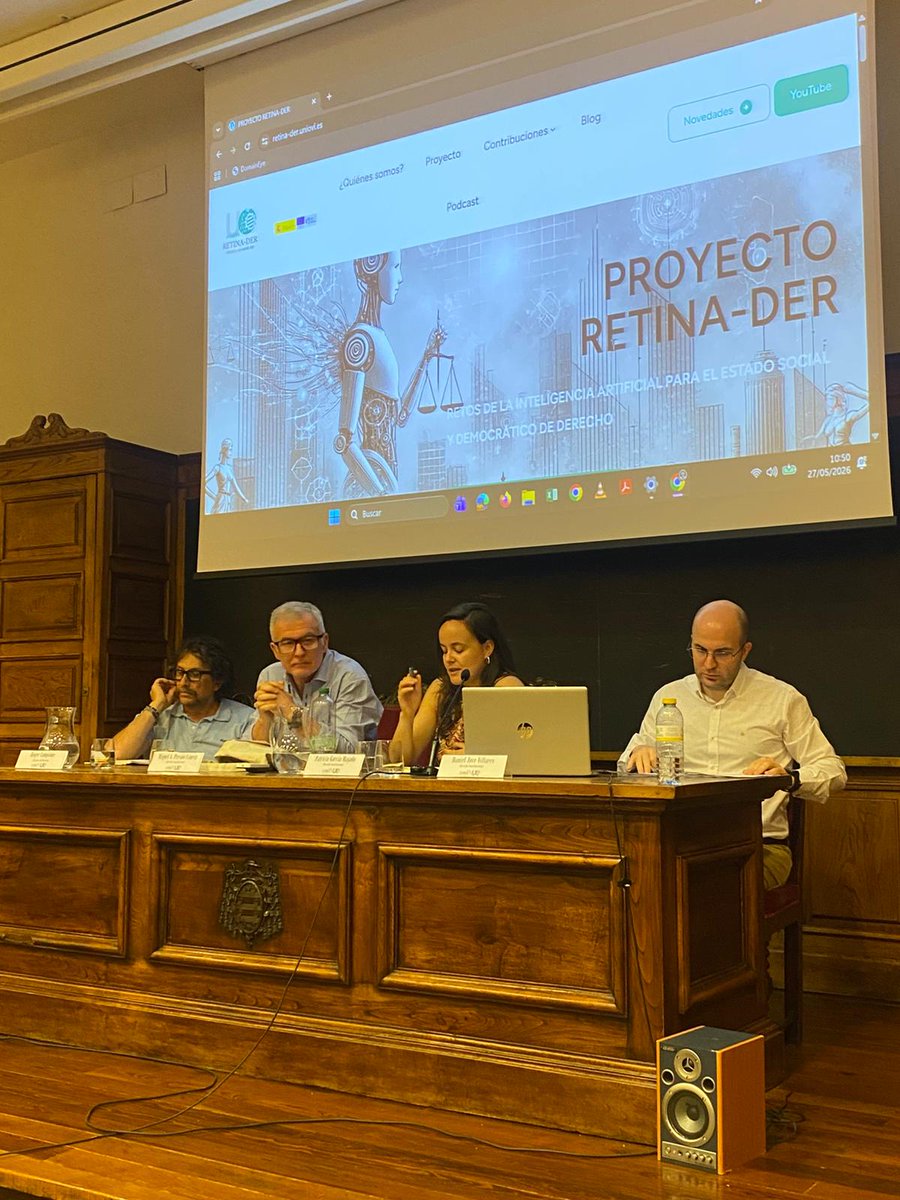 Retinader's tweet photo. En la segunda sesión de la Jornada de puertas abiertas del Ceisia hablamos (@Patriciagmajado, @DanielJoveV, Roger Campione y @PresnoLinera) del Derecho en LaboratorIA contando lo que hacemos en investigación, docencia y transferencia. https://t.co/ZBmZDXZQce