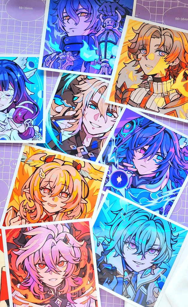damaredraws's tweet photo. Last prints for Dokomi arrived! 
I am already so excited that I can't sleep 😭
Who else will be at Dokomi this weekend?

#GenshinImpact #Dokomi https://t.co/ewwcXTmRwD