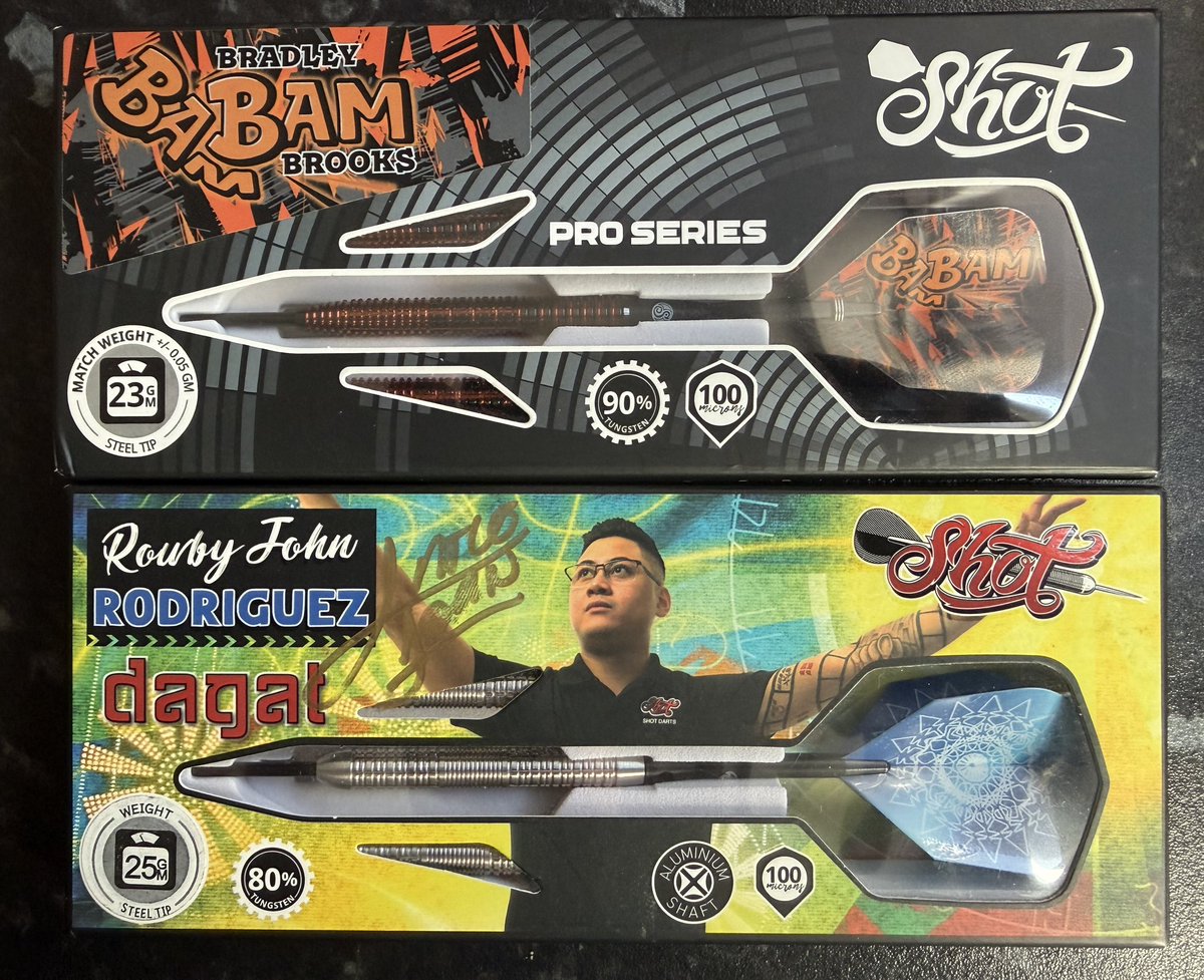 sbrommy666's tweet photo. Sale only!
Reposts appreciated 🥰
20g Target Leighton Bennett G1 £75
21g Target Agora A03 £75
23g LoveDarts Moondust Ltd (39/100) £100
23g Charlie Murphy 1st edition (48/100) £70
23g Shot Charlie Murphy £70
23g Shot Bradley Brooks G1 £70
25g Shot Rowby John Rodriguez (signed) £45
Prices include tracked delivery UK (international available at extra cost)
PayPal preferred, G&S (buyer pays fee, F&F and bank transfer accepted.
All unused, will listen to offers and multi buy deals.