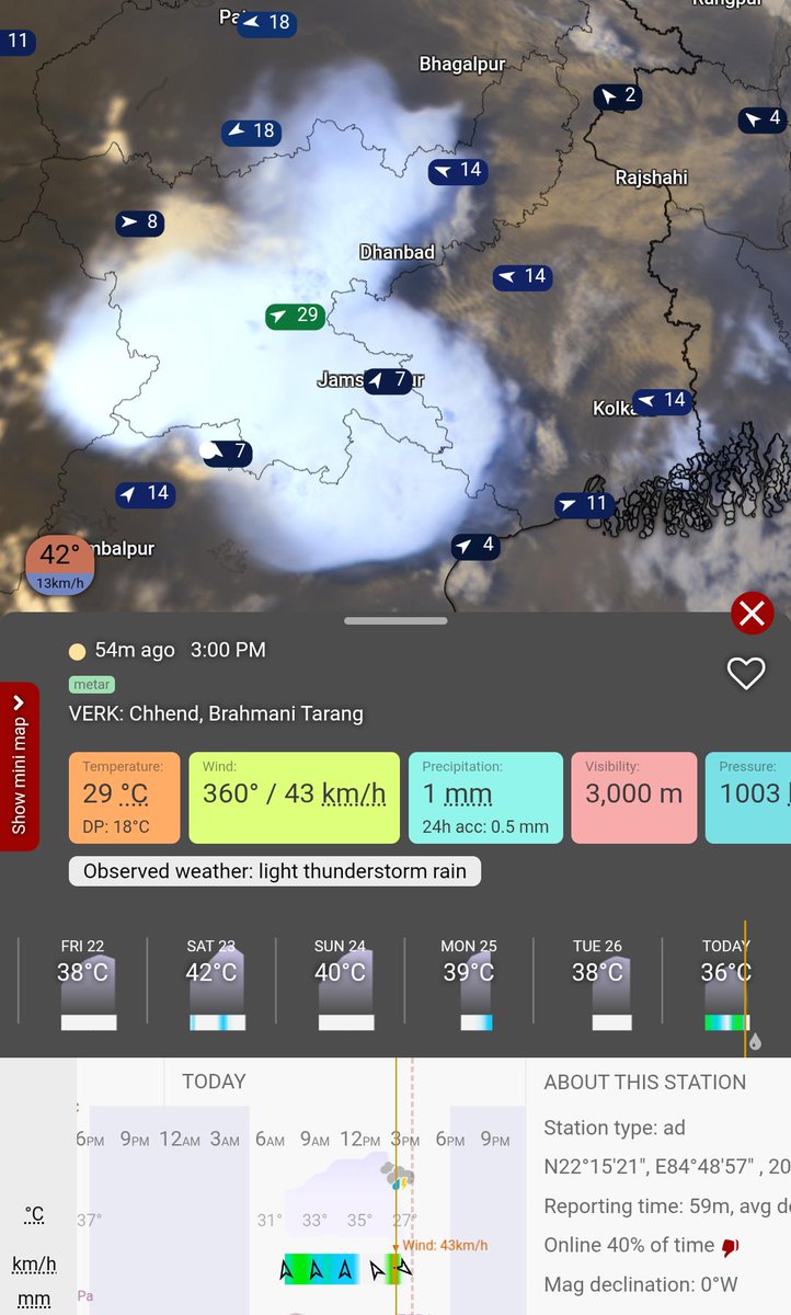 CycloneAnalyser's tweet photo. #Norwester over #Jharkhand & #Odisha with winds of 40-45 kph https://t.co/gY7iFDExo9