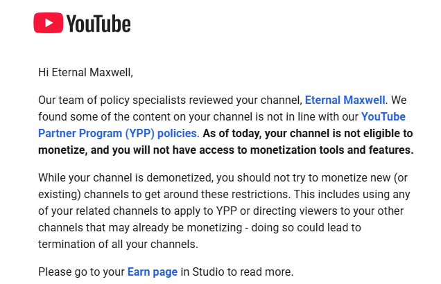 MPR55Official's tweet photo. Welp, my channel is officially demonetized. This is most likely have to deal with the compilations I made constantly. idk what else to do atp, I worked on my channel for 9 years all for this to happen. https://t.co/nFjYbpK8sC