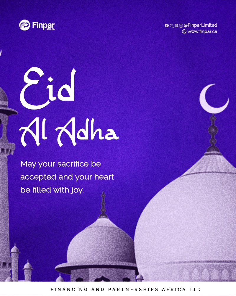 FinparLimited's tweet photo. Eid Al Adha Mubarak! 🌙🐑
May your sacrifice be accepted and your heart be filled with joy. May this blessed occasion bring peace, blessings, and abundance to you and your loved ones. 🤲🏾✨
Wishing everyone a joyful and meaningful Eid celebration from us to you! 🎊
#EidAlAdha https://t.co/LxRKHKXQP9