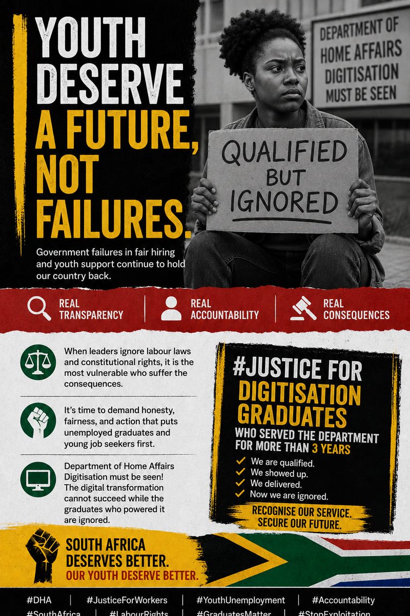 MC_Mogomotsi's tweet photo. @Leon_Schreib #JusticeForDigitisationGraduates
#RecogniseOurService
#DigitisationMustBeSeen
#AbsorbUs
#Fairness
#MoreThan3Years
#DHA https://t.co/LsktjO3wpq