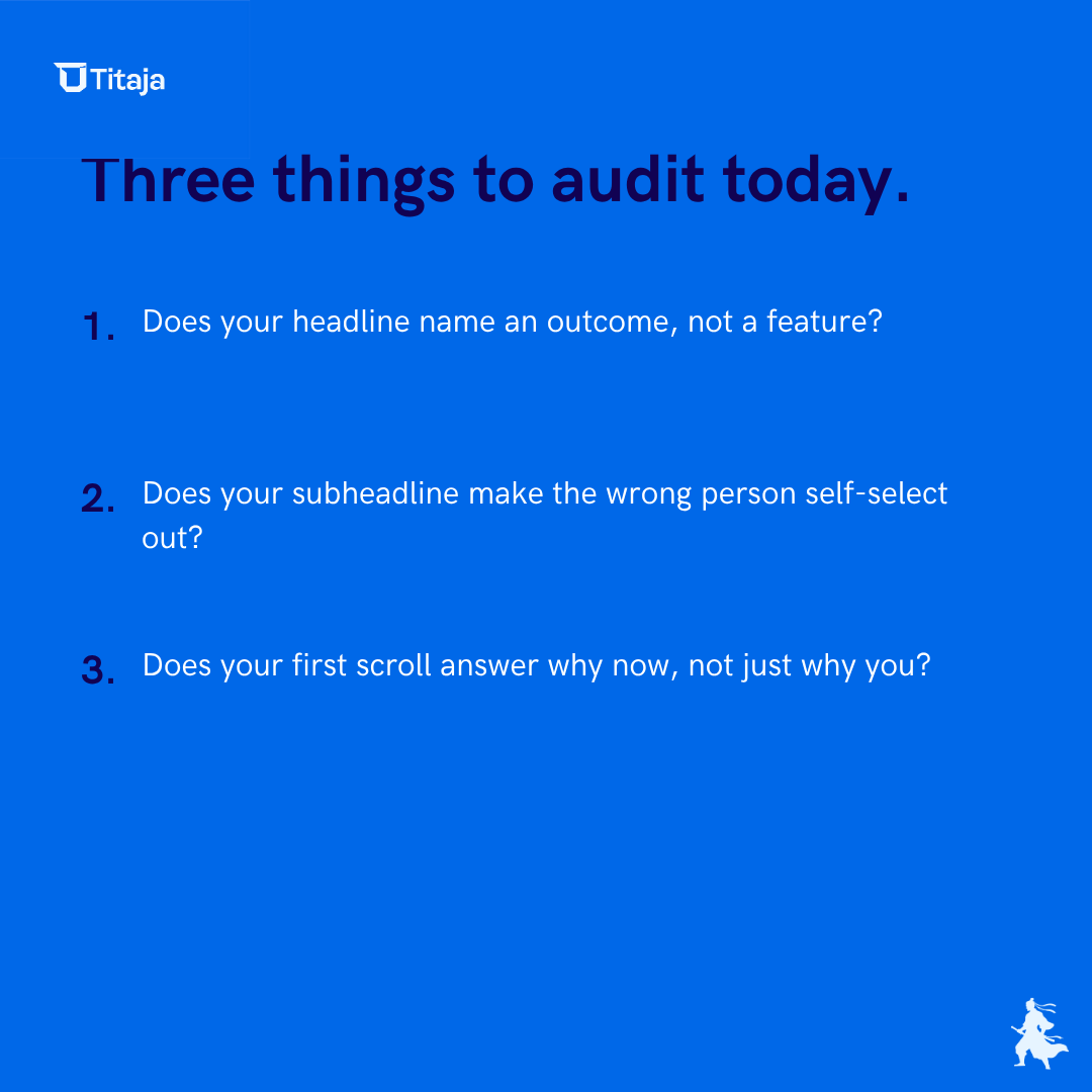growwithtitaja's tweet photo. Your homepage is not just a first impression anymore.
It is the source material AI uses when your buyer researches you before visiting.
Vague messaging no longer just confuses people. It gets you merged into whoever you most resemble.
Position clearly or get positioned by default https://t.co/BMmxXXRpQr