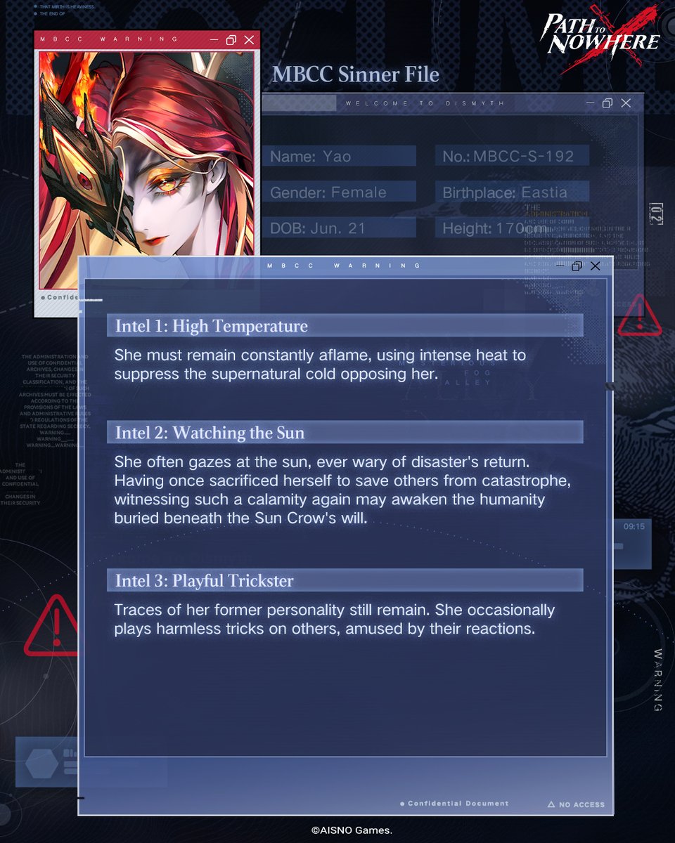 PathtoNowhereEN's tweet photo. ■ Warning [Unauthorized Access]
■ Accessing Confidential Sinner Files
■ MBCC-S-192 Yao

✦ Interactive Time ✦
Chief, which of Yao's looks is your favorite so far?

#PathtoNowhere #PTN #SinnerTrivia https://t.co/R99XyPYQ9n