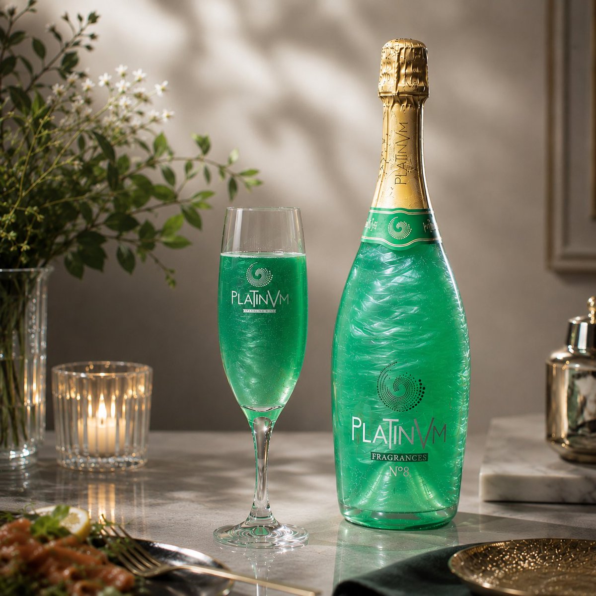 PlatinvmJapan's tweet photo. 夜に飲みたい、No.8。

アップル＆アマレット。

※実際の商品写真にAI加工を施した
イメージ画像です。

#プラチナム #プラチナムフレグランス
#アップル #アマレット #宅飲み #パリピ酒 
#ラメスパ #PR https://t.co/egrwEF2doq