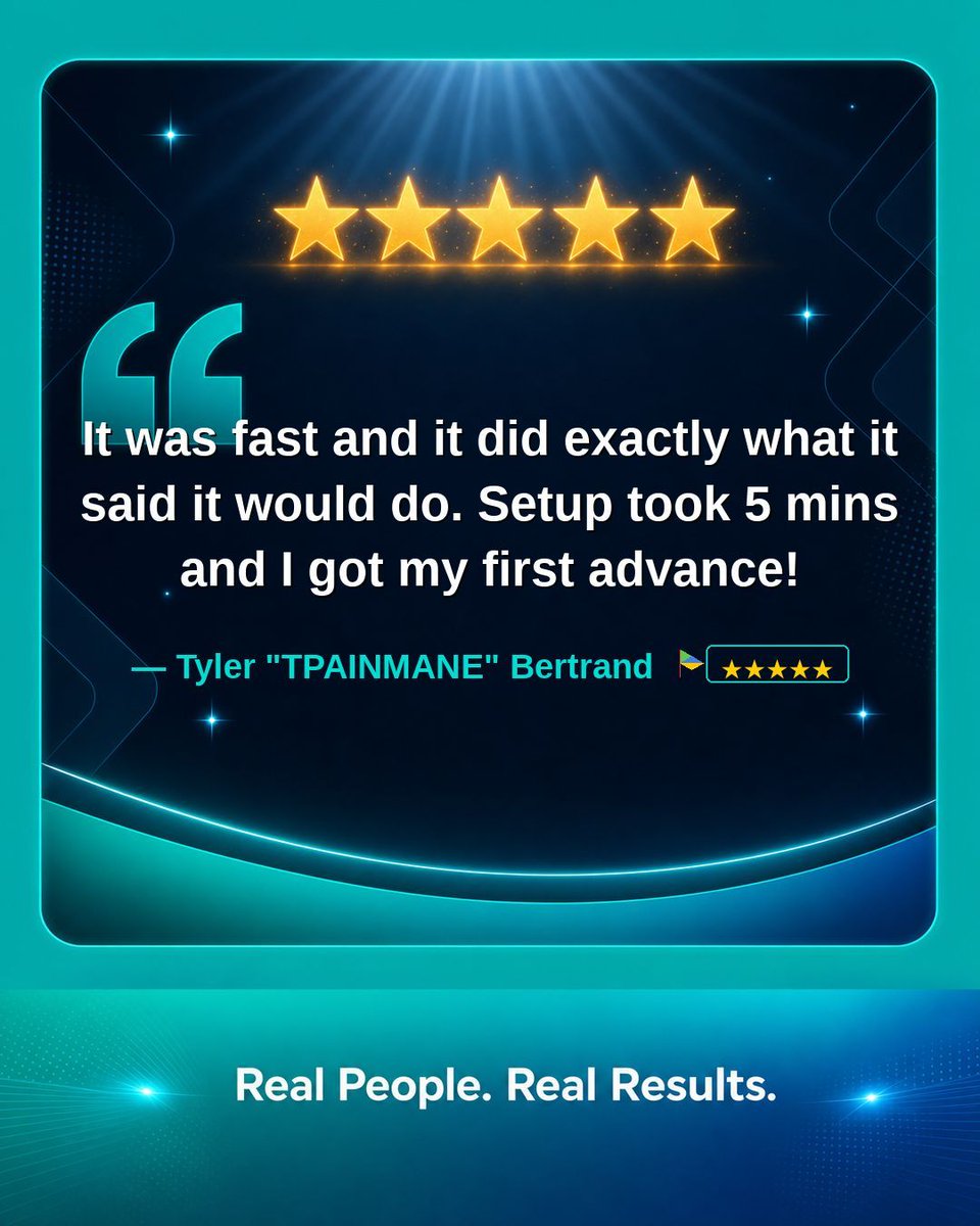OneBlinc's tweet photo. "It was fast and it did exactly what it said it would do. Setup took 5 mins and I got my first advance!" ⭐⭐⭐⭐⭐

Tyler gets it. 💛

When you need cash, you don't have time to wait around. With BlincAdvance™, you can get set up and access $50 to $250 of your next paycheck in minutes. No interest. No late fees. No hassle. 

Real people. Real results. 👉 https://t.co/USoRsKssrL
.
.
.
.
.
.
.
#OneBlinc #BlincAdvance #CustomerReview #5Stars #RealPeopleRealResults #EarlyPayAccess #GetPaidEarly #NoInterest #FinancialWellness #FastCash #AppReview
