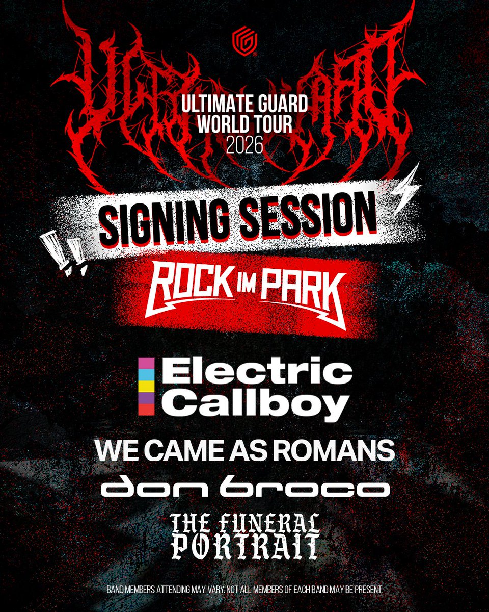 UltimateGuard's tweet photo. We’re bringing some serious energy to the #UltimateGuard booth at @rockimpark_com  this year!

Joining us across the festival weekend:
@ElectricCallboy 
@wecameasromans 
@DONBROCO 
@TFP_devotion 

And yes, we’ll have exclusive, limited-edition playmats for all four bands available at the booth.

Which one are you getting?