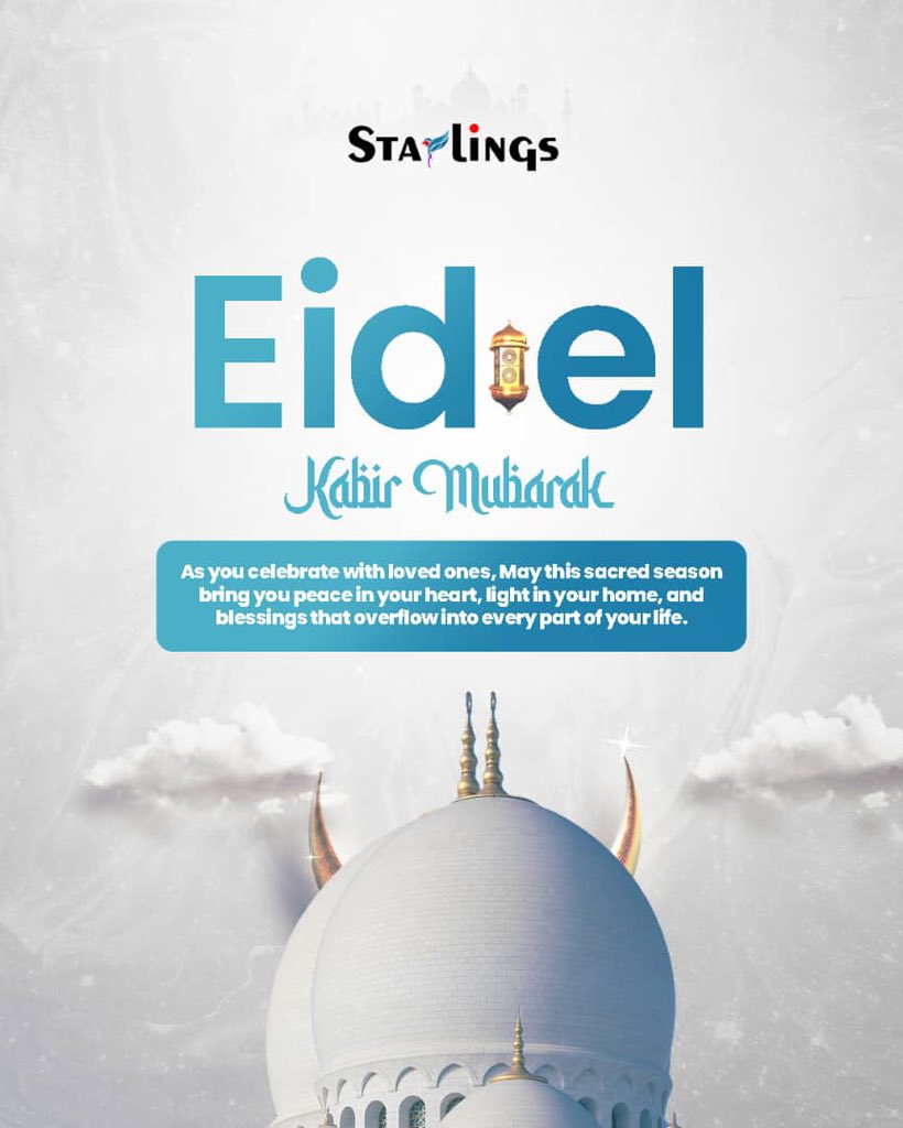 starlinghsp's tweet photo. Wishing you a beautiful Eid filled with love, reflection, happiness, and endless blessings.

May your home be filled with peace, your heart with gratitude, and your days with joy and prosperity. 

#eidelkabir #eidmubarak #eidcelebration #hospitalityservices https://t.co/F96yfgIt4q