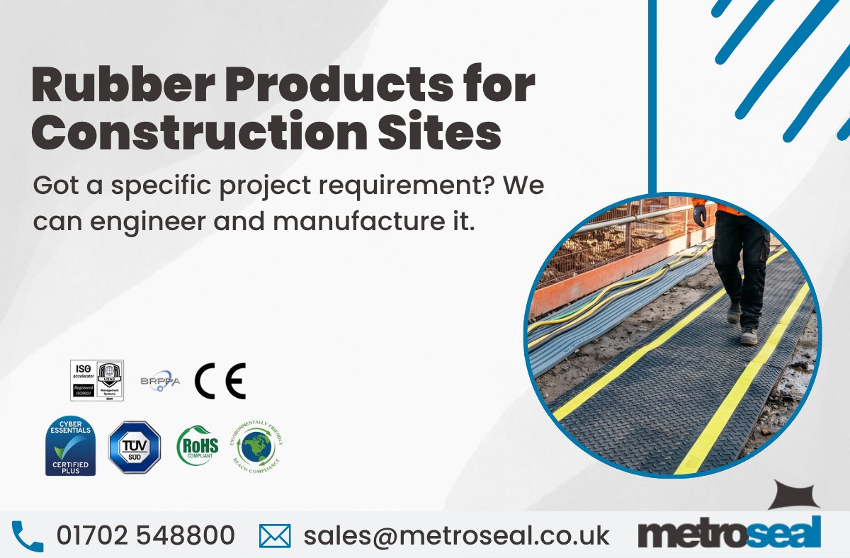 Metroseal_'s tweet photo. #Construction sites are high-risk; protect your team with bespoke #rubberparts.

From custom non-slip walkways to certified electrical safety matting, we manufacture durable, site-specific solutions, with hi-vis options available. https://t.co/YxkL4iYJtZ 

#Metroseal https://t.co/2xSUIcZPJE