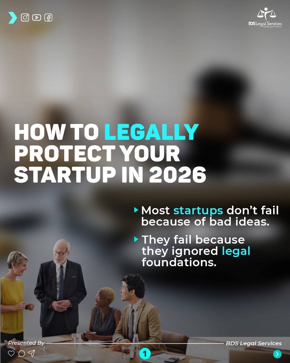 bdslegalserv's tweet photo. Startups rarely fail because of bad ideas.

Many struggle because they ignored legal foundations.

✔ Trademark Protection
✔ Founder Agreements
✔ Compliance
✔ Data Protection

Protect your startup before problems become expensive. https://t.co/QCQZKPJssH