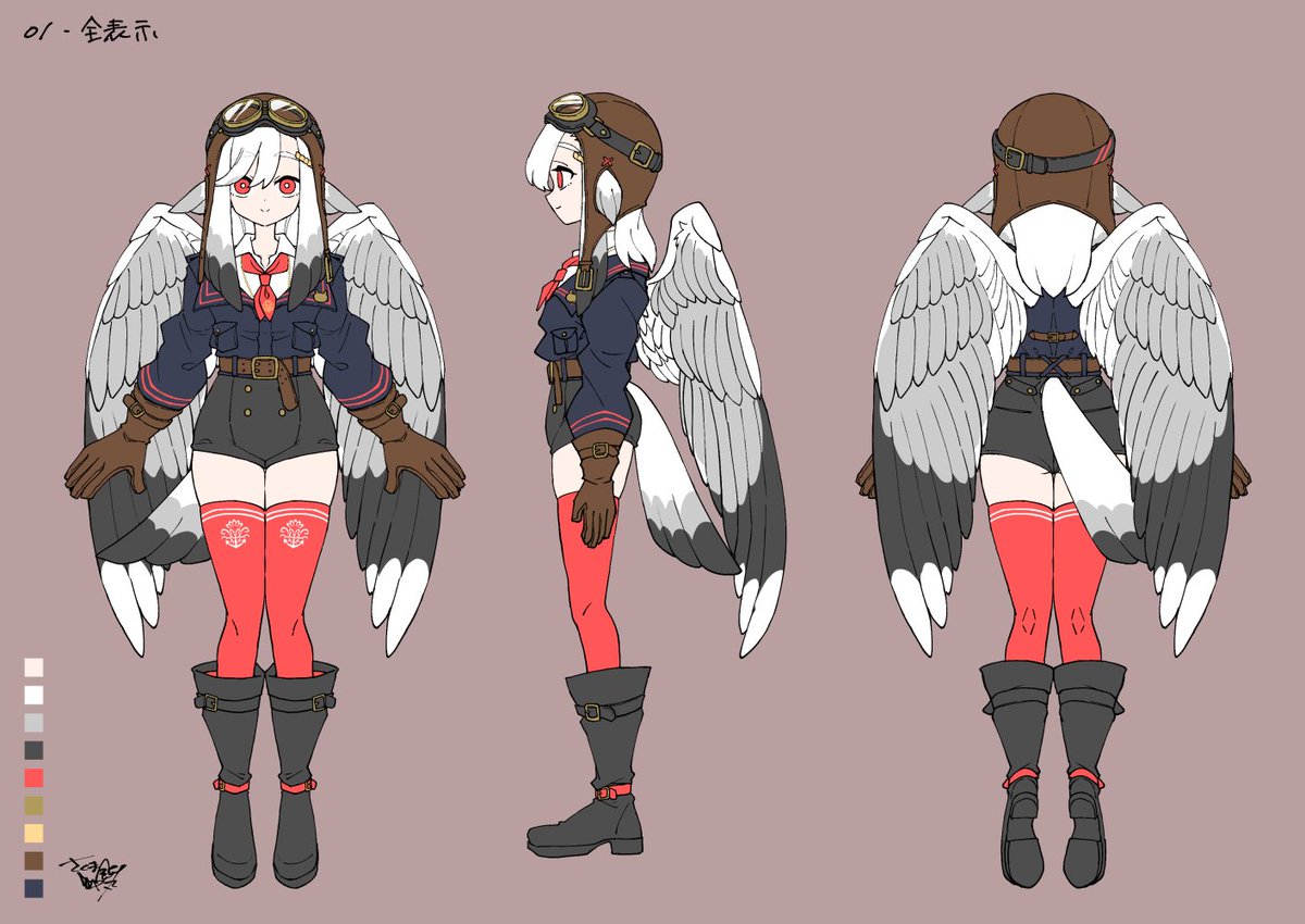 SakumaGinmaru's tweet photo. 【キャラデザ依頼】Jorunnaさんのご依頼でウミウシ海軍少女隊企画のカモメ少尉ちゃんをデザインさせていただきました～🪽❤️ https://t.co/IDU8ZZbDLS