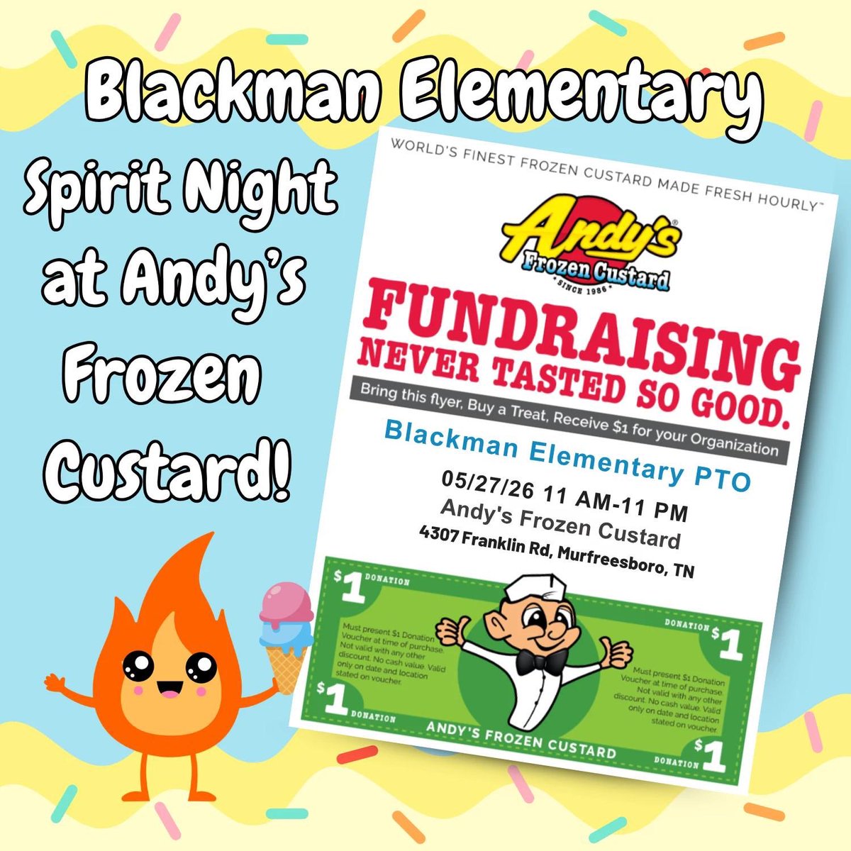 ble_pto's tweet photo. 🍦🎉 SPARKS… IT’S ANDY’S FROZEN CUSTARD SPIRIT NIGHT! 🎉🍦
The last one of the year… on the last full day of the 2025–2026 school year… and we’re wrapping it up the only way that makes sense: with a sweet treat… Read full post: https://t.co/uv7XKqwlaD https://t.co/Fon43LGw04