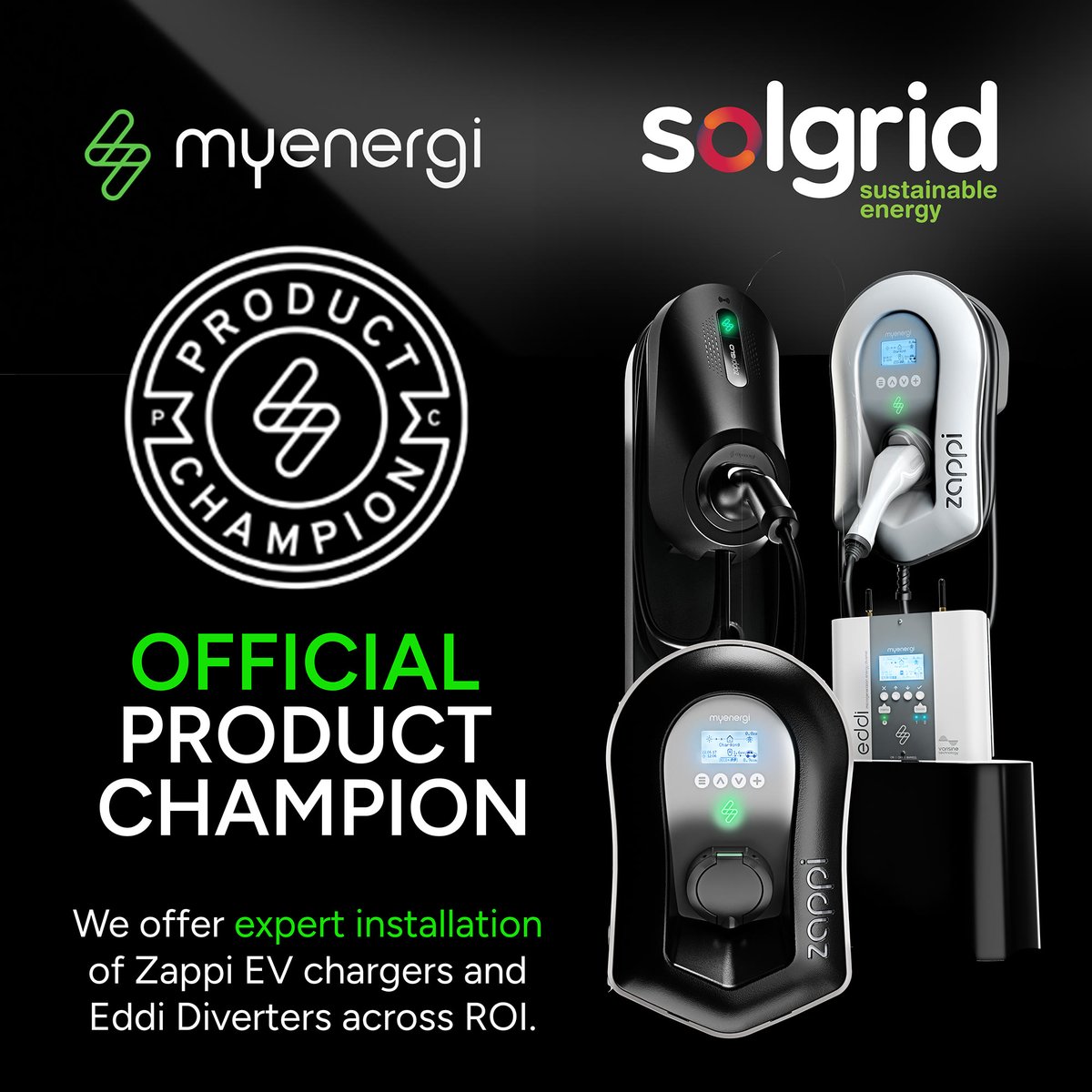 Solgrid1's tweet photo. ⚡️ Solgrid are proud to be Official @Myenergi Product Champions.
Approved installers of 🔋 Zappi EV Chargers &amp; ☀️ Eddi Diverters — helping homeowners get more from their Solar PV systems.
💻 https://t.co/7k0V7Ucd9L 
#SolarPV #EVCharging #MyEnergi #Zappi #Eddi https://t.co/vK4eItLHAS