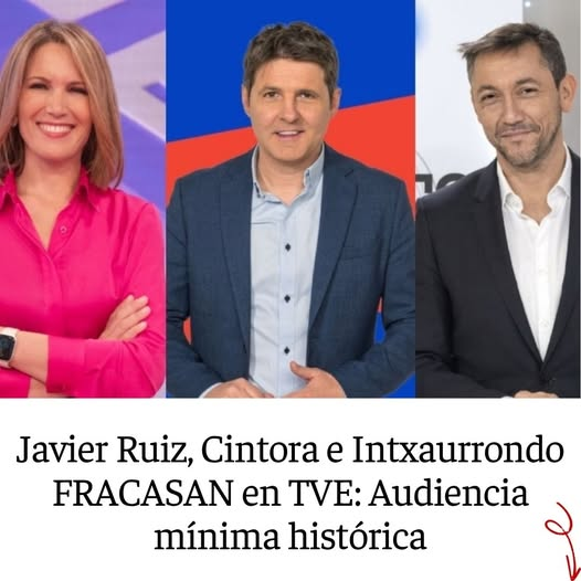 pepeluspain's tweet photo. “RTVE SE HUNDE… Y LA AUDIENCIA HUYE EN MASA” 
Los programas de Javier Ruiz, Cintora e Intxaurrondo firman mínimos históricos 
La crisis de credibilidad golpea de lleno a la televisión pública https://t.co/NGdElztM8x