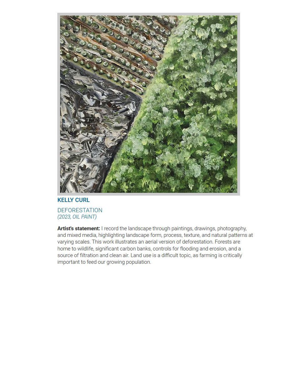 climateUS_'s tweet photo. Art x Climate is an integral part of the Fifth National Climate Assessment (NCA5), restored by https://t.co/G31ueLvlYl. #sciart
One of the featured artworks is “Deforestation” by Kelly Curl. 
Year and Medium: 2023, oil paint https://t.co/4mtnrKlIFH