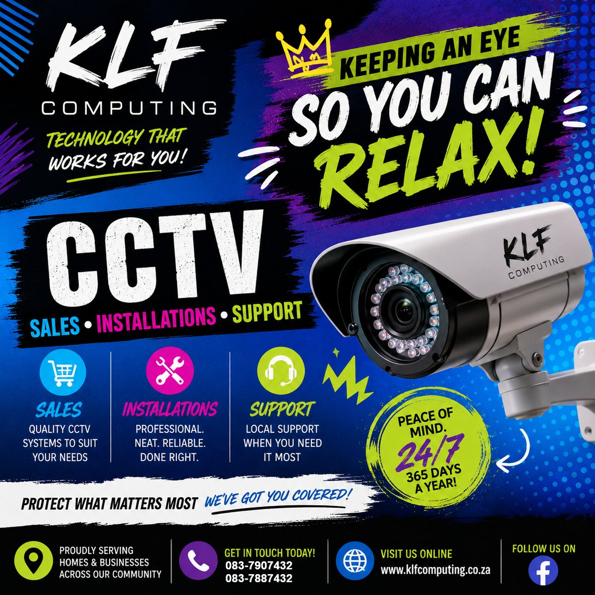 klfcomputing's tweet photo. KEEP YOUR PROPERTY SAFE WITH KLF COMPUTING 📷
KLF Computing also specialises in CCTV Sales, Support &amp; Installations!
Whether it’s your home, office, shop, warehouse or business premises — we provide professional CCTV solutions you can rely on.

📷 031-7647432
📷 083-7907432 https://t.co/UhetAw9u4Z
