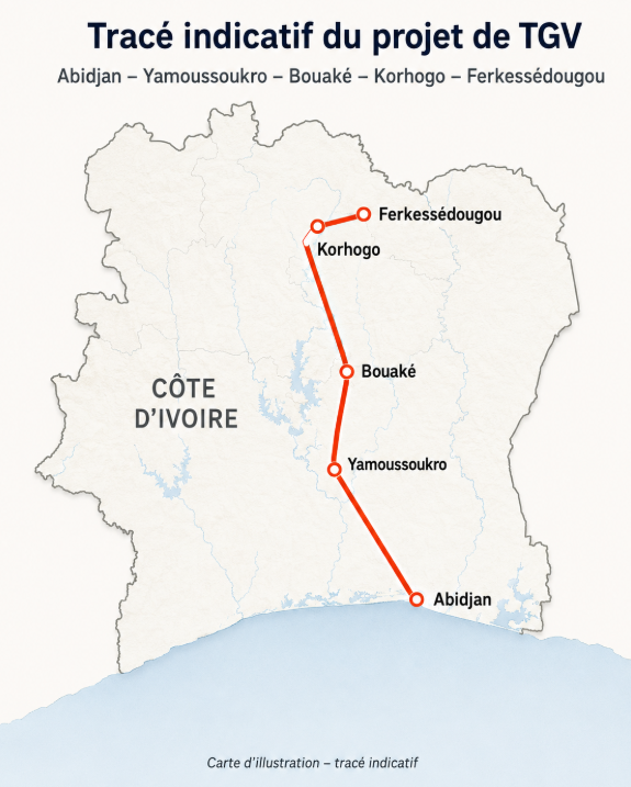 CapIvoire_Info's tweet photo. Côte d'Ivoire 🇨🇮 

🚄1 000 milliards FCFA pour un TGV Abidjan–Ferkessédougou : rêve ou projet réaliste ?

🗺️La Côte d’Ivoire inscrit dans son PND 2026-2030 un Train à Grande Vitesse de 640 km reliant Abidjan à Ferkessédougou via Yamoussoukro, Bouaké et Korhogo.

⚡ Ce que ça changerait :
🔹 Abidjan–Yamoussoukro en 45 minutes (au lieu de 2h30 aujourd’hui)
🔹 Liaison directe entre le Sud économique et le Nord agricole
🔹 Désengorgement d’Abidjan

💰 Budget : 1 000 milliards FCFA. 
Un Groupe consultatif (Banque mondiale, BAD, UE) se réunit les 8-9 juillet à Abidjan pour chercher les financements.

⚠️Le projet est encore au stade des études de faisabilité. Aucune date de démarrage, aucun partenaire technique choisi.

💬Selon vous, la Côte d’Ivoire peut-elle vraiment réaliser ce TGV d’ici 2030 ? Réaliste ou trop ambitieux ?

#CôteDIvoire #TGV #PND2026 #Infrastructure #Abidjan #Ferkessedougou