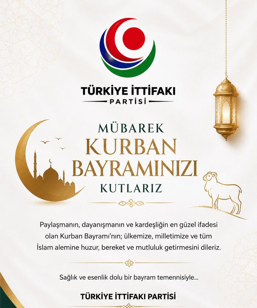 MetinAt33090848's tweet photo. Kurban Bayramı’nın; başta aziz milletimiz olmak üzere tüm Türk ve İslam âlemine sağlık, huzur, bereket ve kardeşlik getirmesini temenni ediyorum.

Birlik ve beraberliğimizin güçlendiği, yardımlaşma ve dayanışma duygularını

METİN ATEŞ....TÜRKİYE  İTTİFAKI PARTISİ NİĞDE İL BAŞKANI https://t.co/irRS9DngEi