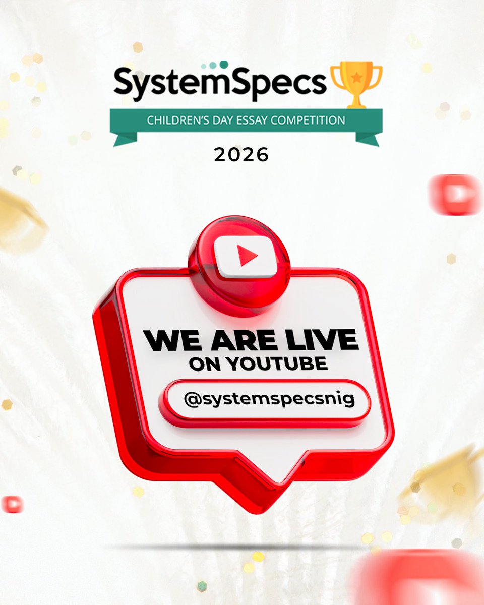 SystemSpecsNig's tweet photo. We are officially LIVE! ⏳🏆   The CDEC 2026 Winners Announcement is happening now—tune in and witness the unveiling of this year’s Tech Champions. ✨   Tune in here: https://t.co/oxDHktghsz   #SystemSpecs #InnovatingTheFuture #CDEC2026 #TechChampions https://t.co/nZ4mJZLPy9