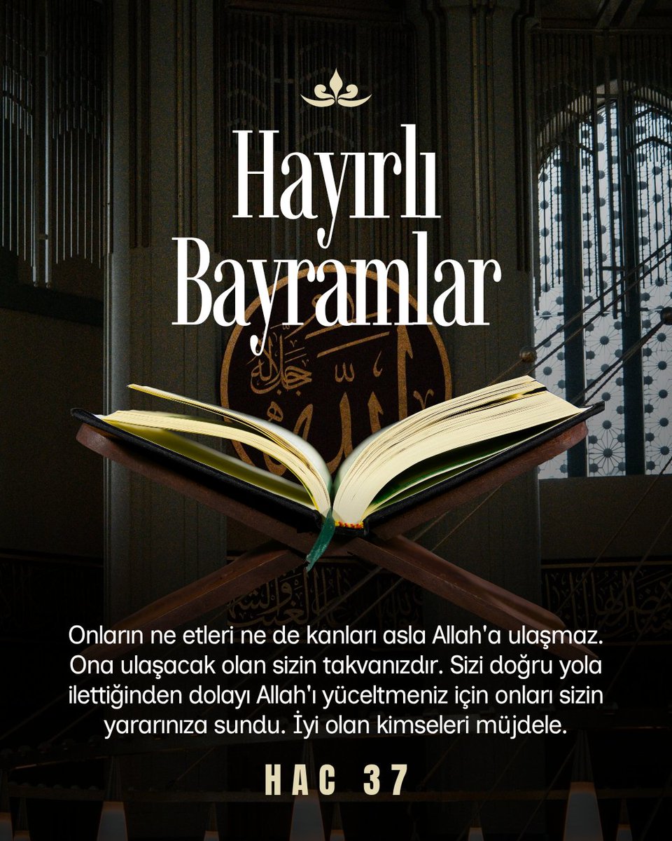 JosephAliMusic's tweet photo. Onların ne etleri ne de kanları asla Allah'a ulaşmaz. Ona ulaşacak olan sizin takvanızdır. Sizi doğru yola ilettiğinden dolayı Allah'ı yüceltmeniz için onları sizin yararınıza sundu. İyi olan kimseleri müjdele.
#kurbanbayramınızmübarekolsun https://t.co/kQguIybDbA