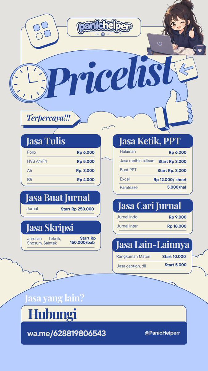 PanicHelper| Jasa ketik, makalah, tulis dll murah tweet media