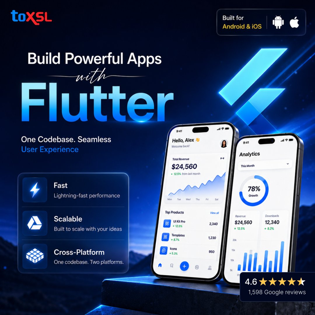 ToXSL's tweet photo. Build powerful cross-platform apps with Flutter for Android & iOS using a single codebase.
ToXSL Technologies delivers fast, scalable, and user-friendly mobile solutions tailored to your business needs.
Get future-ready mobile solutions today.
#toxsl #flutterappdevelopment https://t.co/1g0OP8xHbH