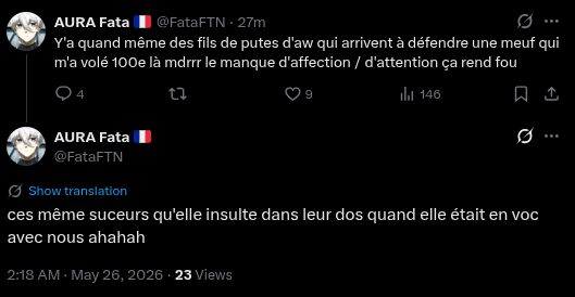 4000pPc's tweet photo. @Fluxyraa @Zeyko01 "Fata a jamais insulté" https://t.co/VZF0XgDG4e