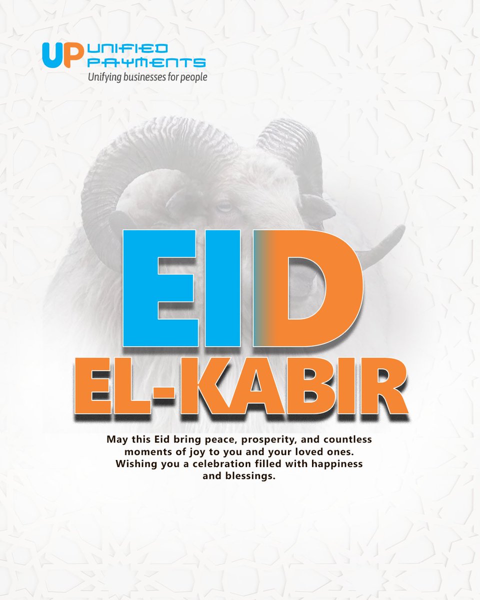 UPservicesng's tweet photo. Happy Eid El-kabir 

A season of sacrifice, gentle, love and gatherings.
May this Eid bring happiness, peace and abundant  blessings to every home.

Wishing you and your loved ones a beautiful celebration 🐑🐑 https://t.co/yEMuE8rtPB