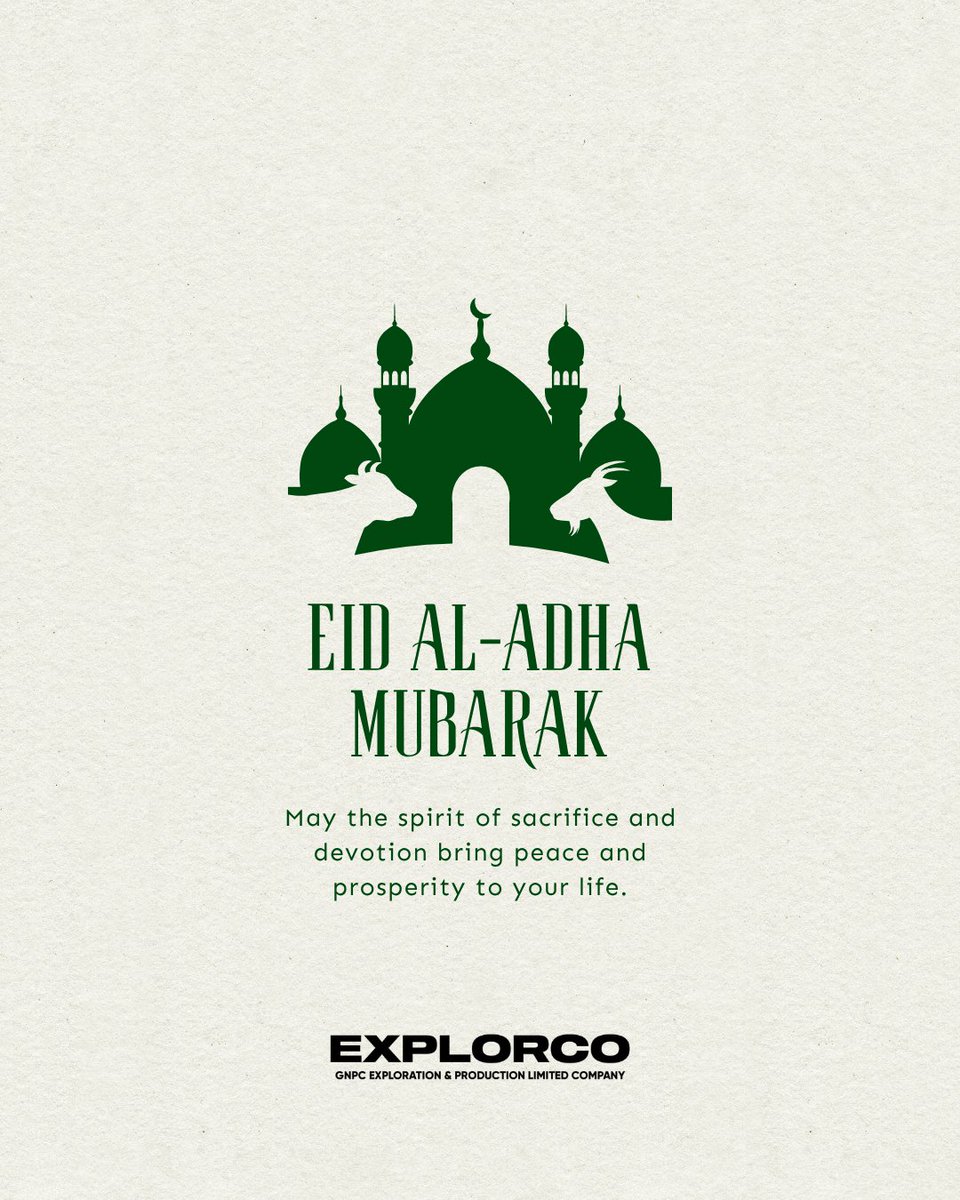 gnpcexplorco's tweet photo. Eid al-Adha Mubarak from all of us at GNPC Explorco 🌙
May this season of sacrifice and devotion fill your heart with peace, your home with joy, and your future with blessings and prosperity.
Wishing you a meaningful and joyful celebration with loved ones. https://t.co/W0NHVotAl2