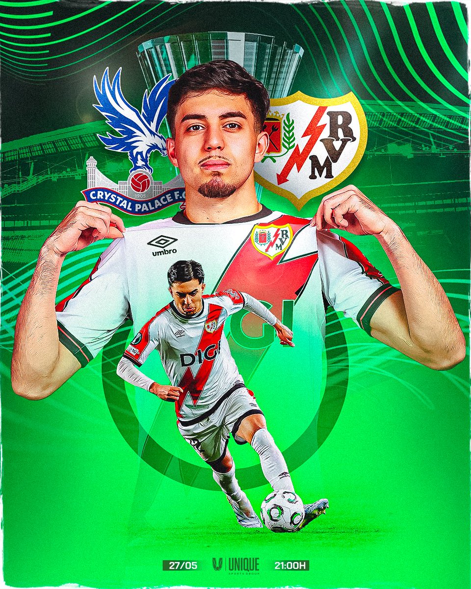UniqueSG_ES's tweet photo. 🏆 𝐀 𝐏𝐎𝐑 𝐋𝐀 𝐂𝐎𝐍𝐅𝐄𝐑𝐄𝐍𝐂𝐄 𝐋𝐄𝐀𝐆𝐔𝐄

Todo preparado en Leipzig. @IliasAkhomach y el @RayoVallecano se juegan hacer historia ante el Crystal Palace en la gran final de la @Conf_League 

¡Toda la suerte para Ilias y el Rayo! ¡Traed la copa a Vallecas!⚡️

#BeUnique https://t.co/MVMM0VLUzp