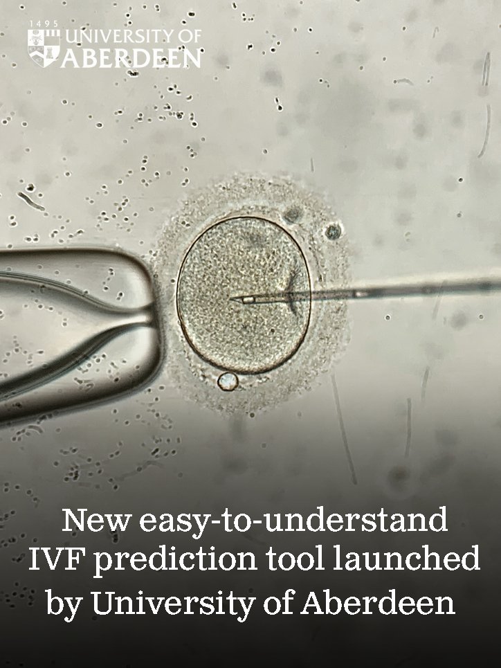 aberdeenuni's tweet photo. The University of Aberdeen has launched a new, patient-focused IVF success calculator, designed to provide clearer, personalised insights for individuals and couples considering fertility treatment.

🔗 Find our more at https://t.co/HX9ZzvOJpZ https://t.co/wn7jXgrwX7