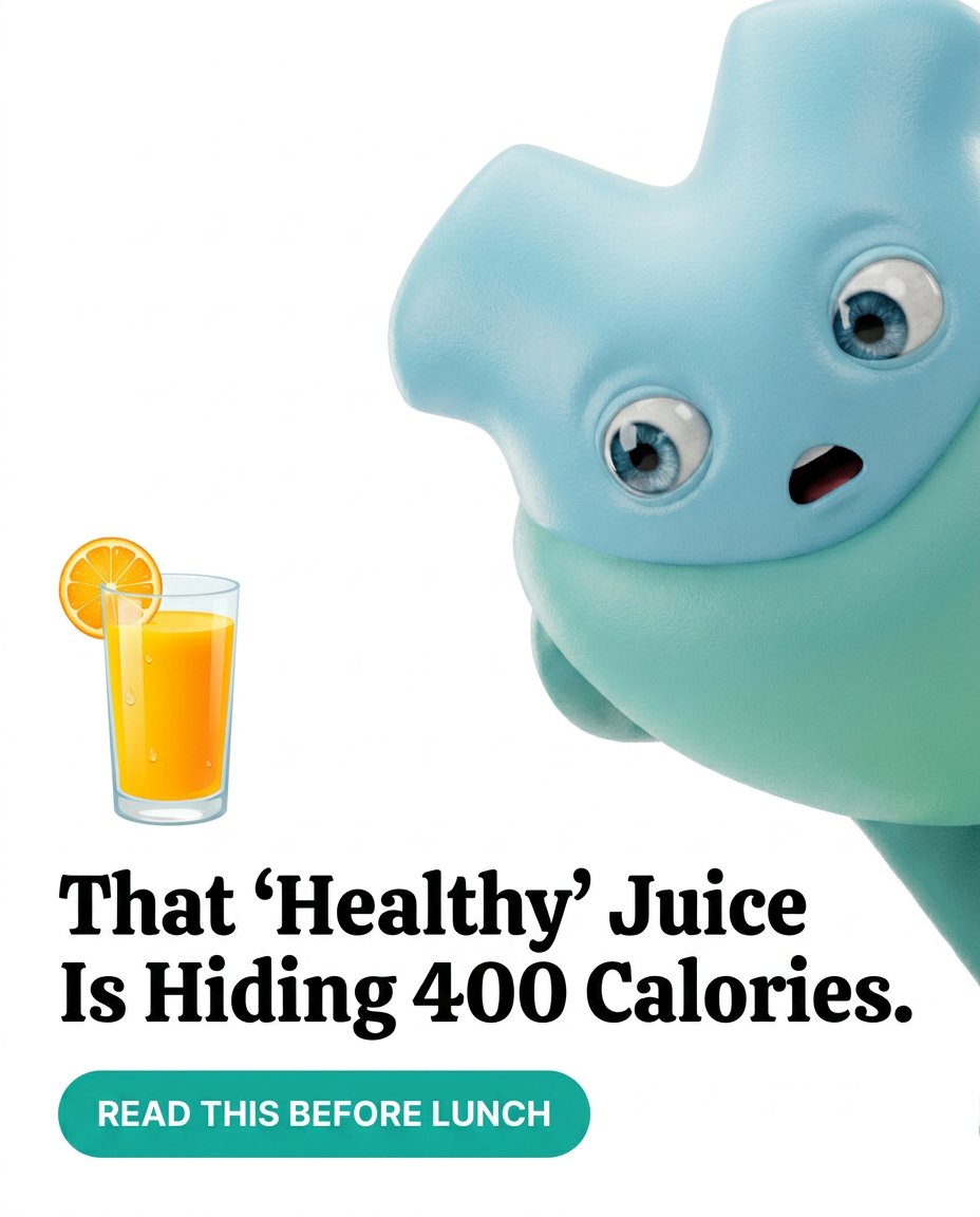 cubyapp's tweet photo. Your "healthy" green juice could be hiding 400+ calories your brain doesn't even register as food. Scan your drinks with Cuby to see the real numbers and make smarter swaps. Download free (link in bio). https://t.co/XfsWrf2VlJ