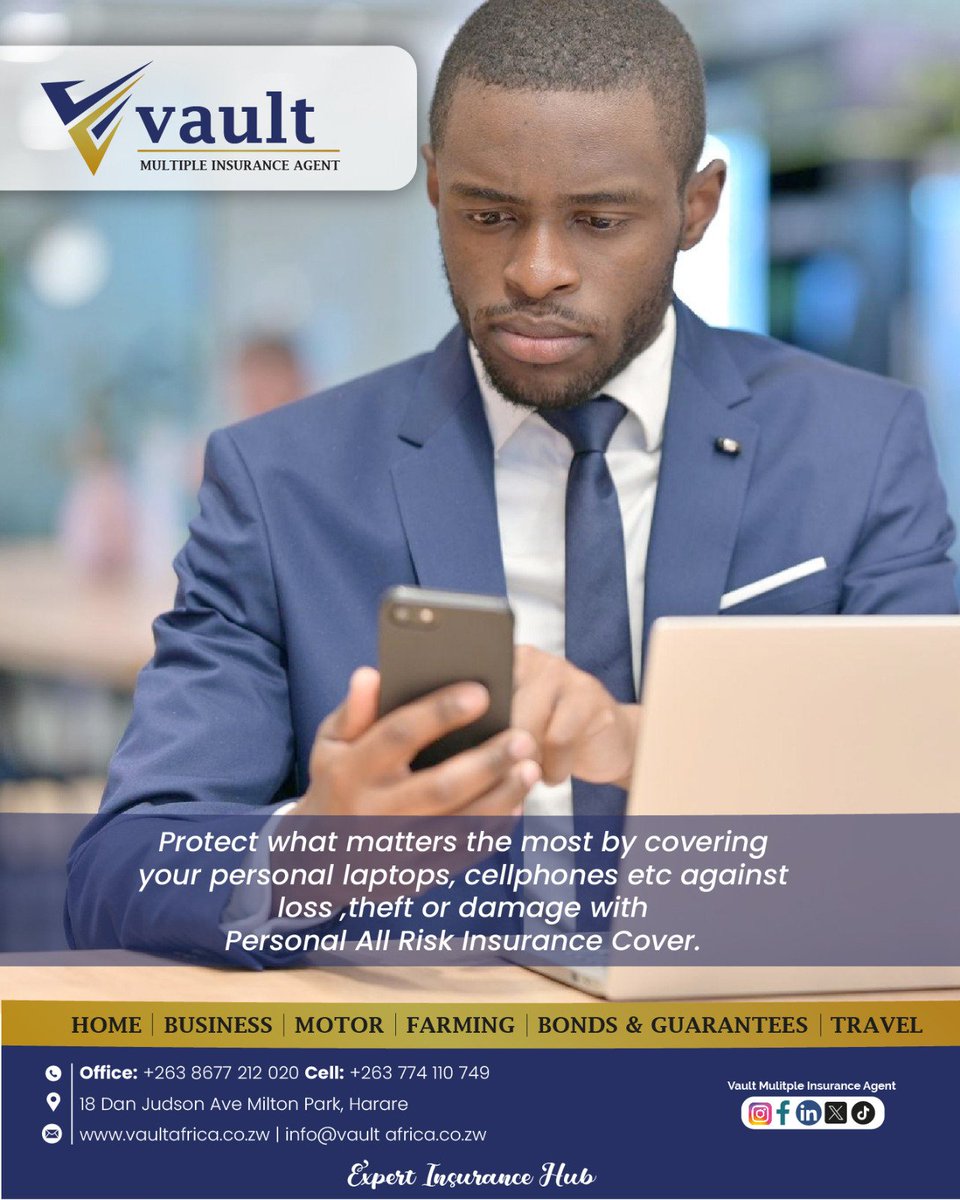 vaultinsure2024's tweet photo. Your valuables deserve protection.
Cover your laptop, phone &amp; more with reliable Personal All Risk Insurance Policy

#PersonalAllRisk #InsuranceCover #ProtectYourAssets #FinancialProtection #PeaceOfMind
#VaultMultipleInsuranceAgent https://t.co/FOR3TlFYBP